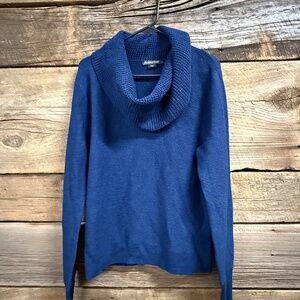 Pendleton Cowl Neck sweater, dark teal, waffle knit, 100% wool, Large